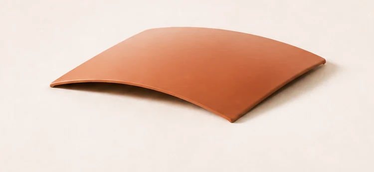 Thin curved terracotta polymer surface study